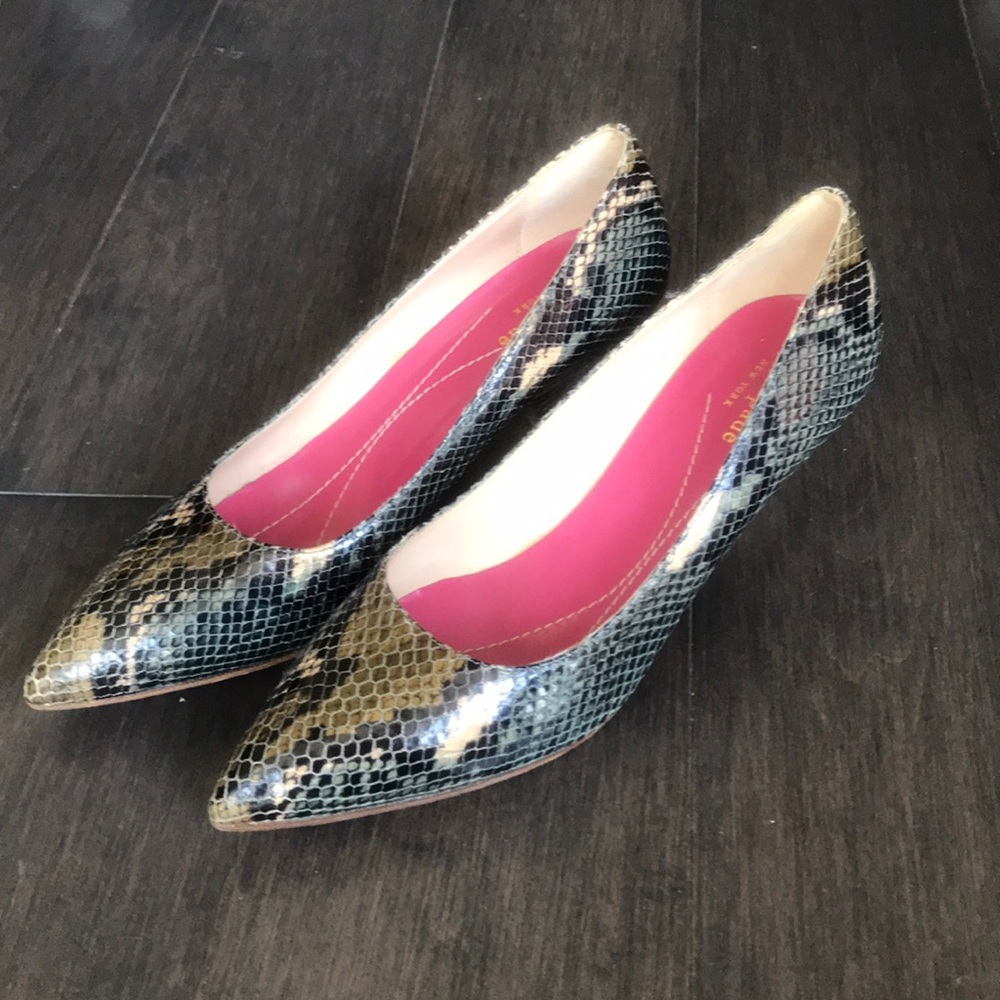 NEW Kate Spade Snake Print Kitten Heel Pumps Sz 7.5B
